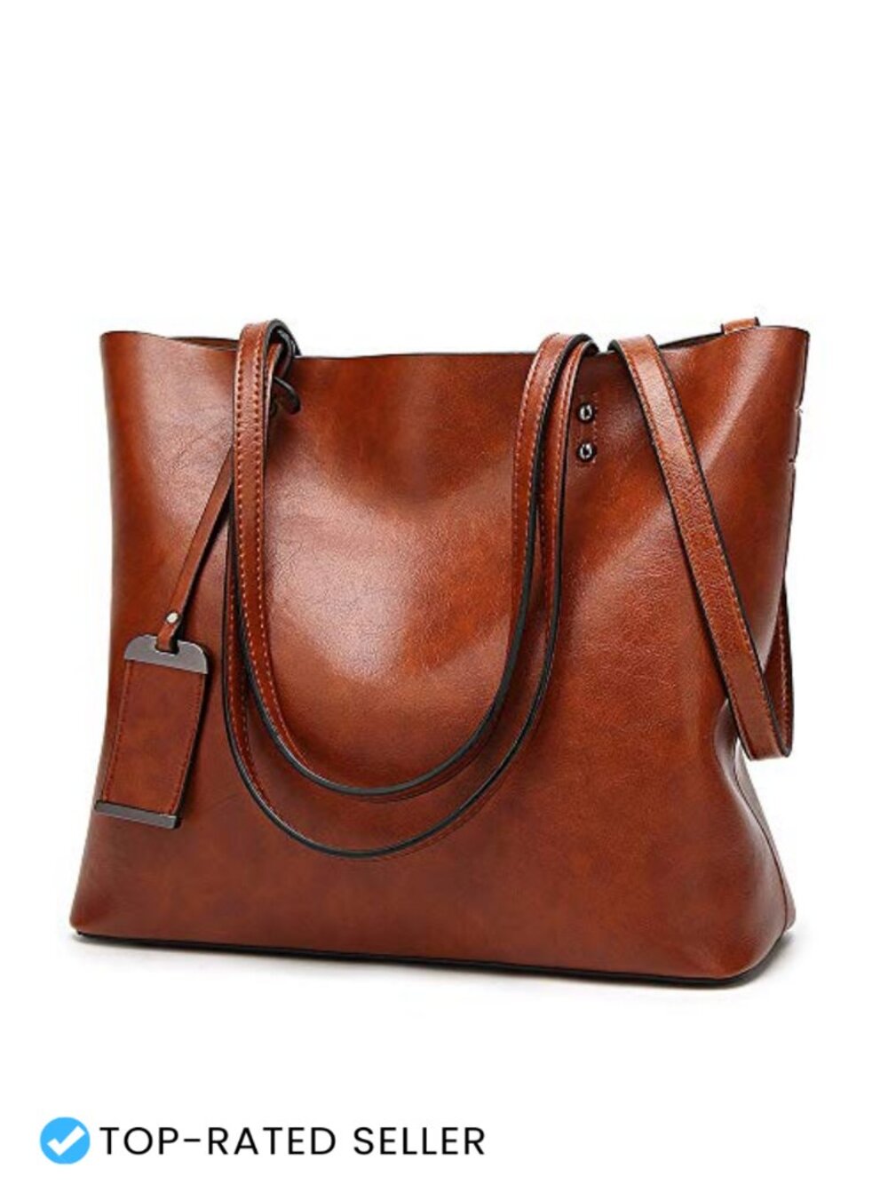 Women's Greased Leather Satchel Handbag Removable Shoulder Strap Tote Purse